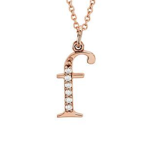 The Abbey 14k Rose Gold Diamond Lower Case Initial 'f' Necklace 16 In